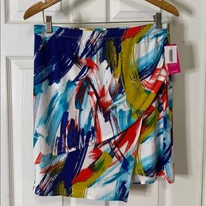 JustFab colorful cotton wrap look skirt M